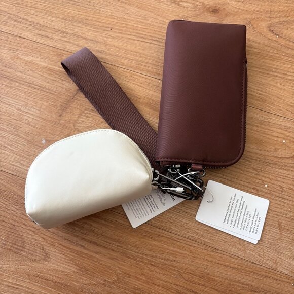 Lululemon Athletic Dual Pouch Wristlet Wallet Lava Cake Light Ivory NWT - Picture 2 of 6